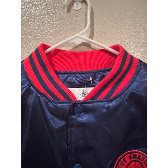 NWT Disney Parks Marvel Spider-man Satin Vintage Patch Varsity Jacket Sz S & M - Picture 5 of 8